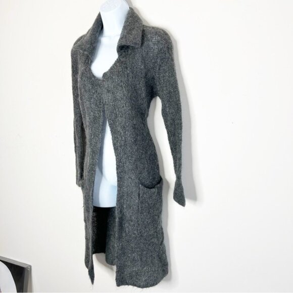 WILFRED Aritzia Long Cardigan Sweater Duster Mohair Wool Blend Belted Gray XXS - Picture 5 of 16